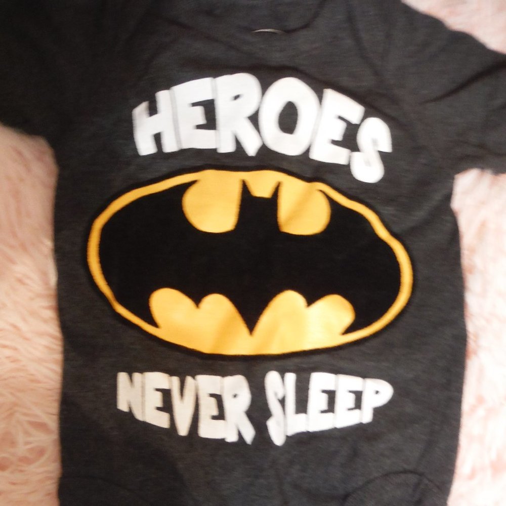 NWOT "Heros Never Sleep" Batman Onesie